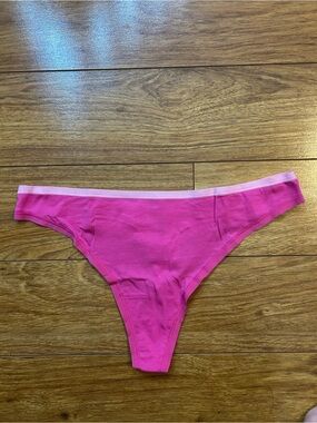 Women's Hot Pink Cotton Thong Bikini Panty Well Worn